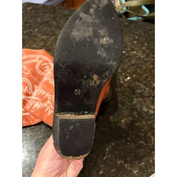 Women's Brown Western Cowboy Boots Standard Size 5.5 Mid-Calf Pointed Toe - Picture 6 of 10